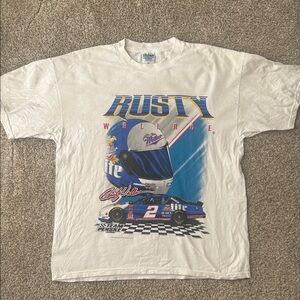 Vintage 90s NASCAR Miller Lite Rusty Wallace Graphic T-Shirt Country Concert